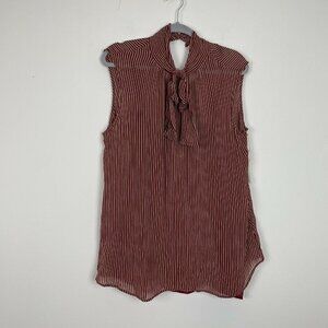 One Fine Day Red Striped Sleeveless Top Size Large